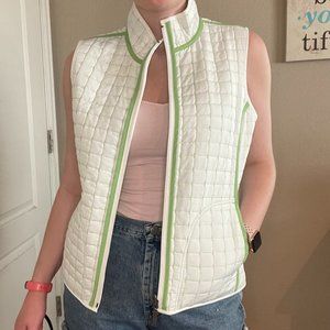 Green and White Quilted Reversible Vest